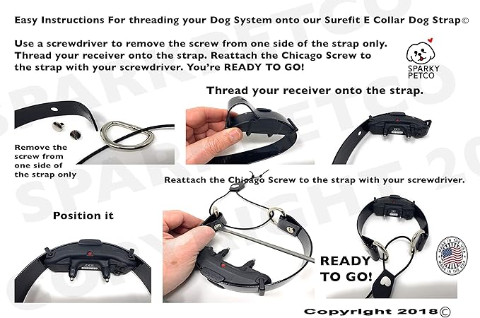 Sparky Pet Co - ECollar Replacement Strap - Bungee Dog Collar - Waterproof - Adjustable - Secure Nexus Wheel Lock - for Electronic Training & Invisible Fence Systems - 1" (Black)