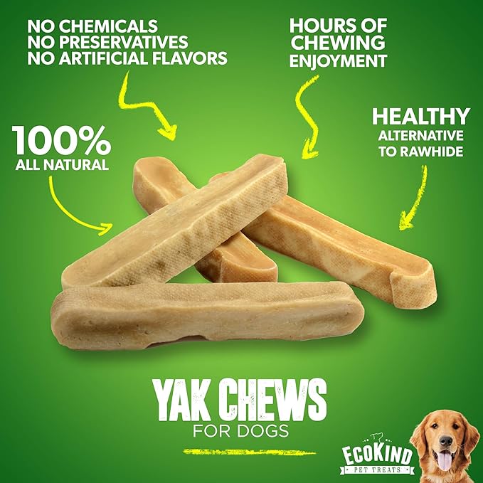 EcoKind Premium Gold Yak Cheese Himalayan Dog Chews, Dog Treats Large Breed, All Natural, High Protein, for Aggressive Chewers, Large - 5 Chews