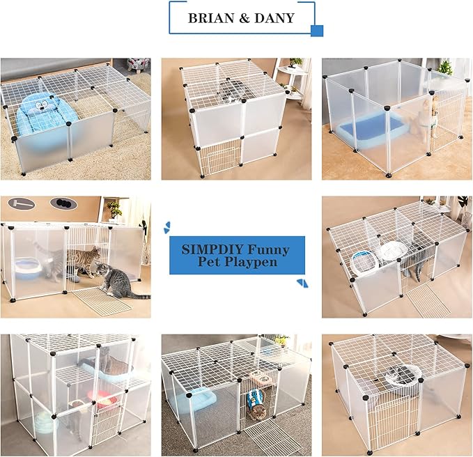 BRIAN & DANY Pet Plastic Playpen, Play Pen Indoor for Kitten, Hamster, Rabbit, Guinea Pig, Clear Enclosure Fence, 17.7 X 13.7 inches, 18 Panels