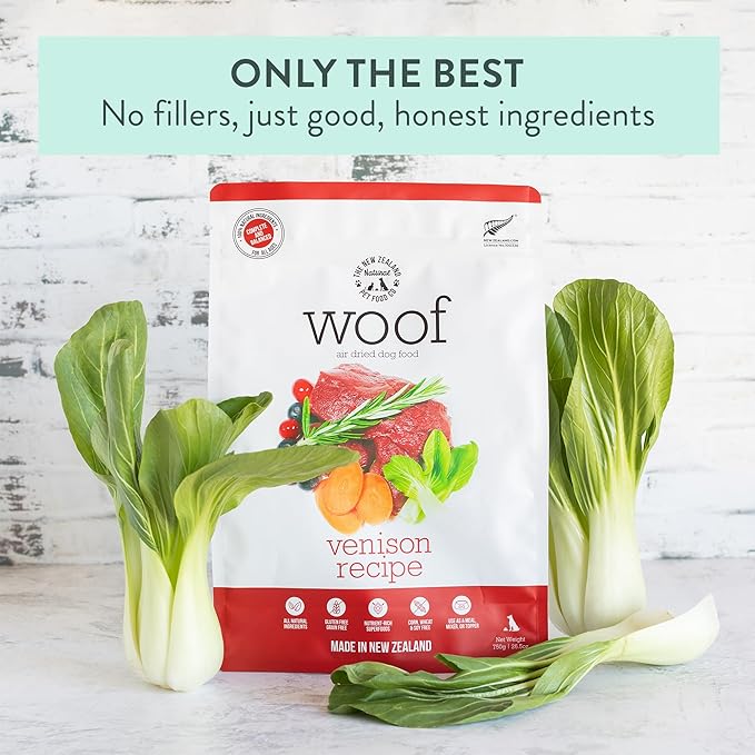 WOOF Air Dried Dog Bites -Venison Recipe Air Dried Dog Food,High Protein Venison Dog Food, Healthy Dog Food,26.5oz