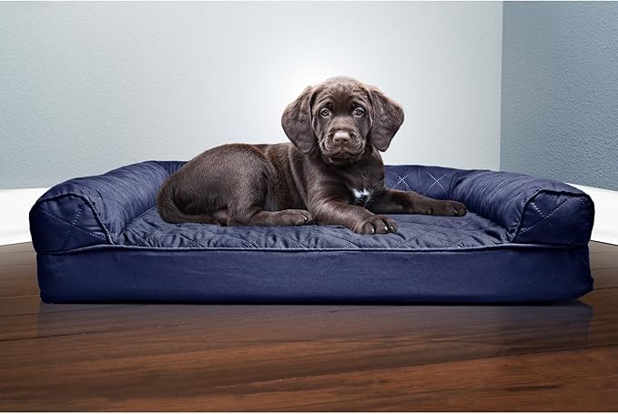 Furhaven Orthopedic Dog Bed for Medium/Small Dogs w/ Removable Bolsters & Washable Cover, For Dogs Up to 35 lbs - Quilted Sofa - Silver Gray, Medium