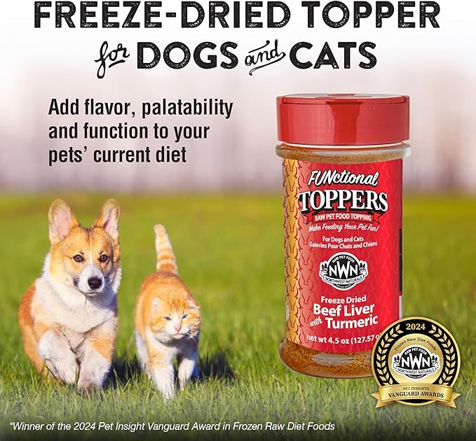 Northwest Naturals Freeze-Dried Beef Liver with Turmeric - Functional Topper for Dogs and Cats - Healthy, Limited-Ingredients, Human Grade Pet Food, All Natural - 4.5 Oz (Pack of 1)