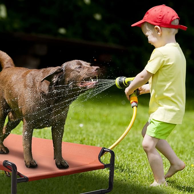 Veehoo Original Cooling Elevated Dog Bed, Outdoor Raised Dog Cots Bed for Large Dogs, Portable Standing Pet Bed with Washable Breathable Mesh, No-Slip Feet for Indoor Outdoor, X-Large, Red, CWC2201