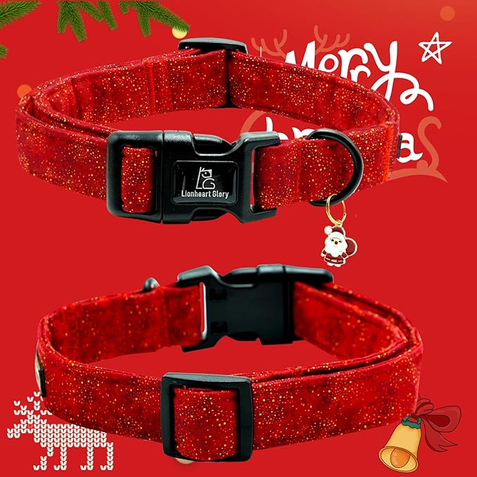 Lionheart glory Christmas Dog Collar, Red Dogs Collar Adjustable Soft Comfortable Collars for Large Dogs Girl or Boy Pet Gift Fall Cute Collar