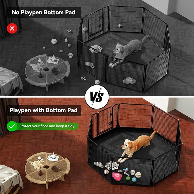 PJYuCien Dog Playpen Bottom Pad - Stabilize The Dog Play Pen, Easy to Clean and Waterproof, Fits Most 8 Panels 32 Inch Width Metal Dog Fence Octagonal Dog Playpen(Only PlayPen Bottom Pad, No Playpen)