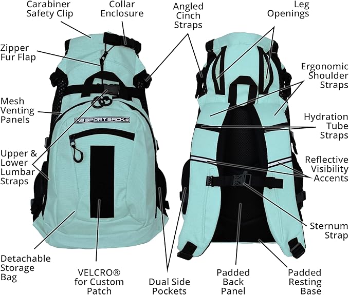 K9 Sport Sack | Dog Carrier Adjustable Backpack (Large, Plus 2 - Summer Mint)