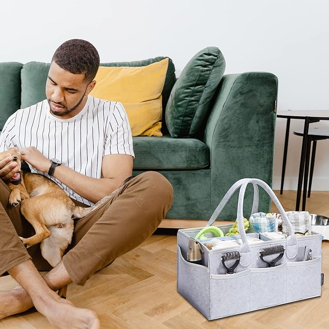 Pet Grooming Tote Bag, Dog Grooming Supplies Organizer Bag, Dog Grooming Bag for Travel Outdoor(Bag ONLY) (Sliver Grey)
