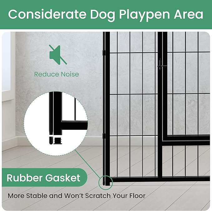 Simple Deluxe Dog Playpen, 40" Height 16 Panels Fence with Anti-Rust Coating, Metal Heavy Portable Foldable Dog Pen for Medium/Large Dogs RV Camping, Black