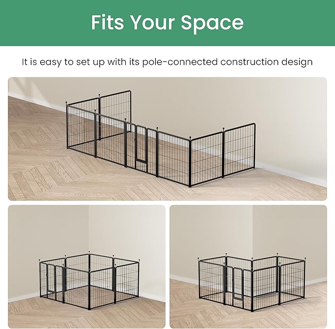InfiniPower Dog Playpen for Yard, RV, Camping, 24 Inch 8 Panels Play Pen Indoor, Heavy Duty Indoor Outdoor Exercise Dog Pen for Puppies/Small Dogs, Black