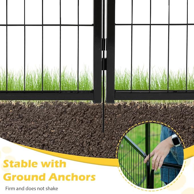 FDW Dog Playpen Dog Pen Dog Kennel 32 Panels 32 Inch Height Indoor Outdoor Folding Metal Portable Puppy Exercise Pen Heavy Duty Dog Fence for Yard Camping,Black