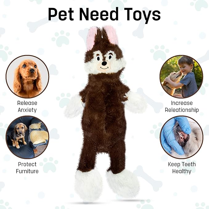 FGA MARKETPLACE Fox Flat NO Stuffing NO Squeak Plush Dog Toy, Funny Style Will Entertain Your Dog for Hours, Recommended for Small and Medium Dog 21 INCH Long