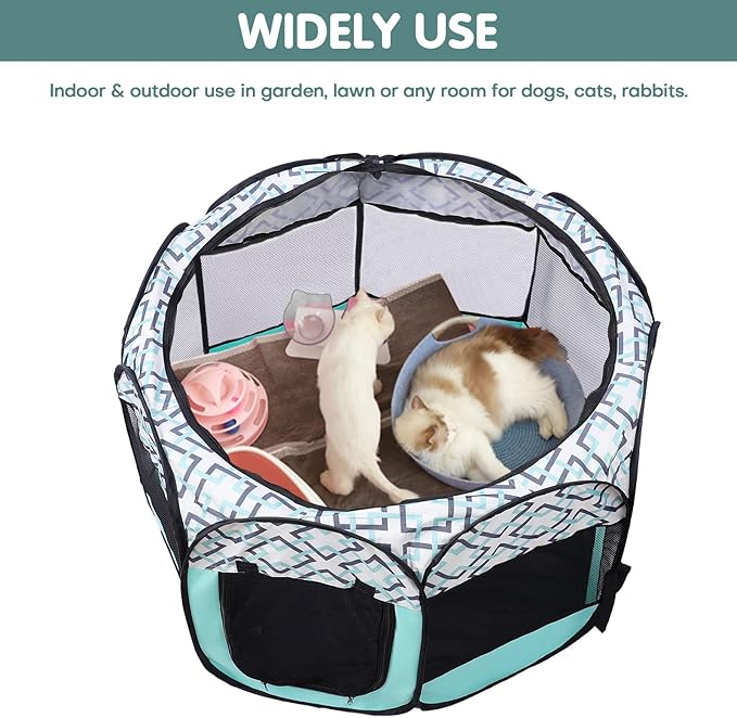 Lucky Monet Foldable Dog Playpen Enclosed Cat Puppy Playpen Indoor Pop Up Pet Animal Playpen Outdoor Kennel Cage Pen Tent for Small Medium Dog Puppy Cat Kitten Rabbit - 36" L x 36" W x 23" H