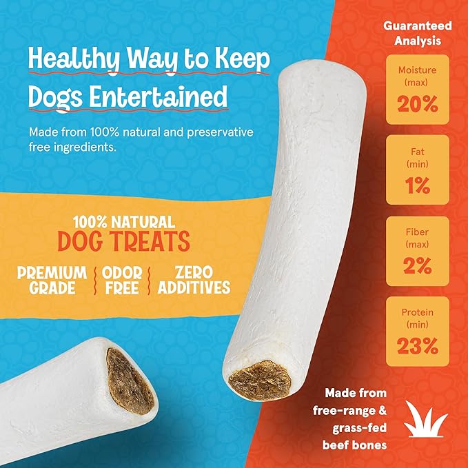 Peanut Butter Stuffed Dog Bones - 5-6 Inch Long Dog Treats - Natural Stuffed Dental Dog Bone Treats for Dogs - 3 Pack