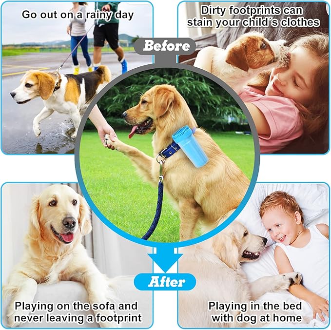 Paw Cleaner and Foot Washer for Large and Extra Large Dog Breeds - Efficient Dog Foot Cleaner with Container
