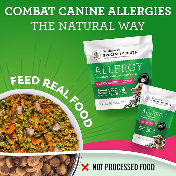 Dr. Harvey's Specialty Diet Allergy Salmon Recipe, Human Grade Dog Food for Dogs with Sensitivities and Allergies Trial Size (5.5 Oz)