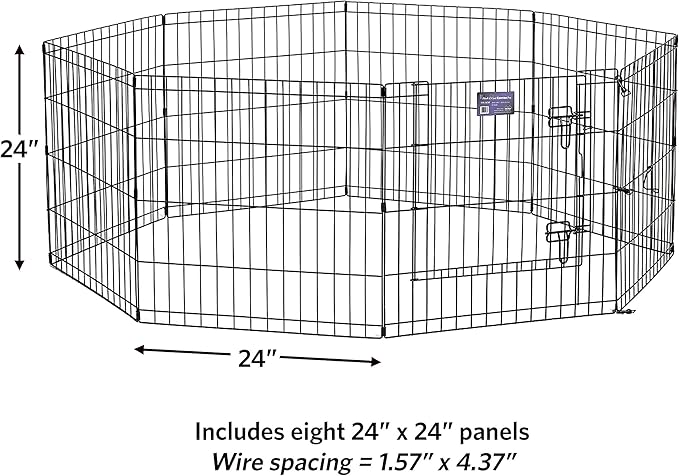 MidWest Homes for Pets Dog Exercise Pen & Playpen, 24" W x 24" H, with Door, Black