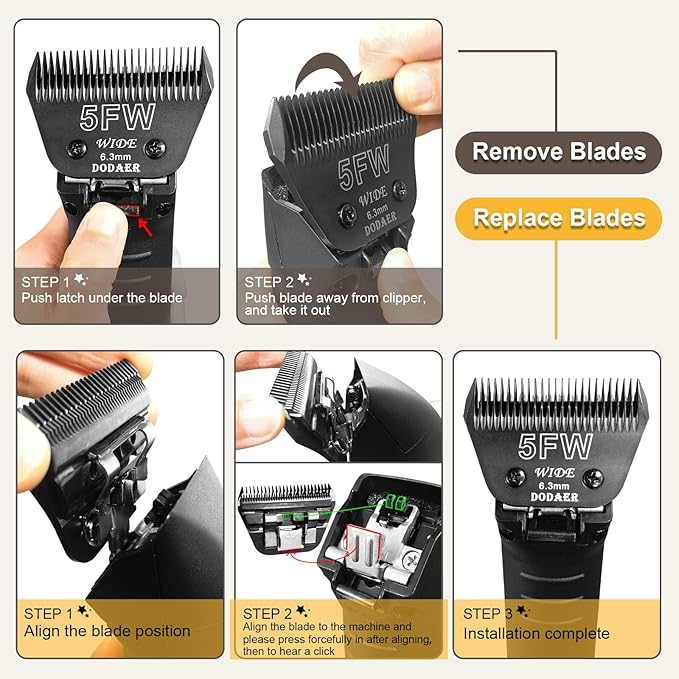 10 Wide Blades for Dog Grooming,Compatible with Artero/Andis/Oster A5/Wahl km10 Dog Clippers,Cutting Length 1/16",2 Pack (Black)