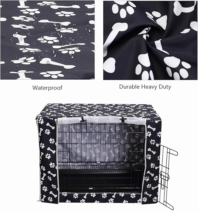Geyecete Large Dog Crate Covers Fits 24inch-48inch Dog Crates for Small Medium Large Dogs Dog Crate Bed Dog Crate with Cover - Cover only(Crate Not Included)-Black-36