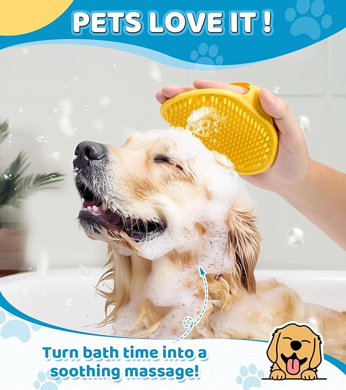 4PCS Dog Bath Brush Pet Massage Shampoo Brush Dog Scrubber for Dog Washing Brush Scrubber Pet Bath Massage Brush with Soft Silicone Bristles for Dog Cat Grooming Cleaning, Blue