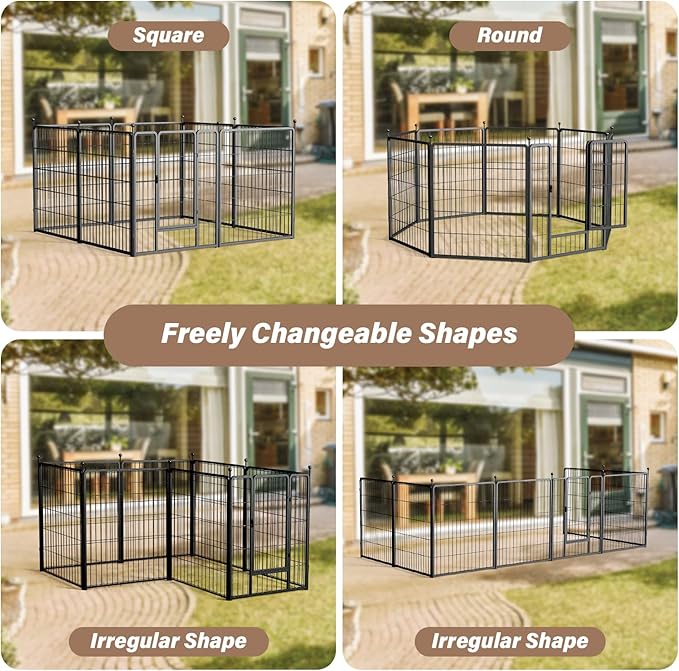 HealSmart Dog Playpen Indoor, Puppy Playpen Indoor for Yard, Camping, 24" Height 16 Panels Heavy Duty Dog Pen for Puppies/Small Dogs, Black