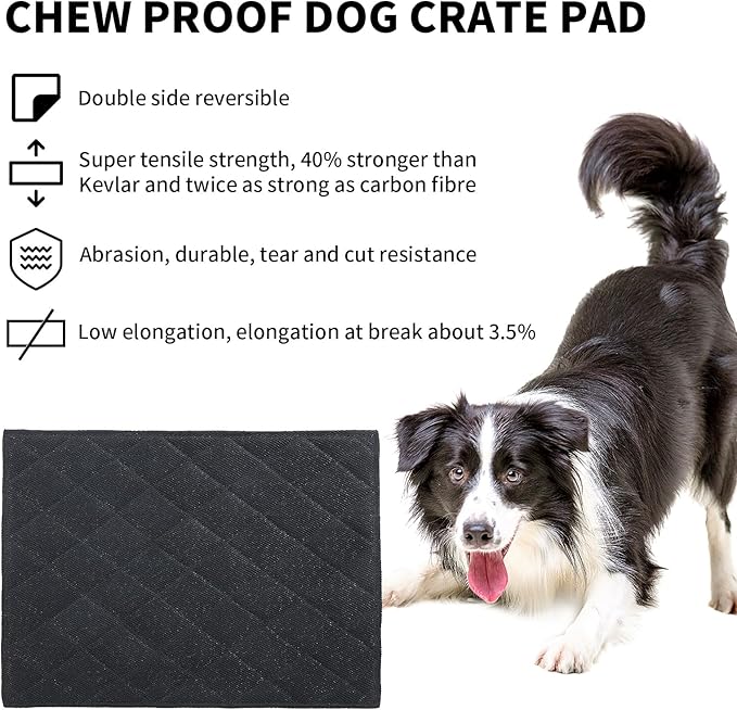 HOMBYS Chew Proof Dog Crate Pad Mat, 22"x35" Indestructible Kennel Pad for Aggressive Chewers, Durable and Water Resistant Teething Puppy Crate Mats for Dogs Cages