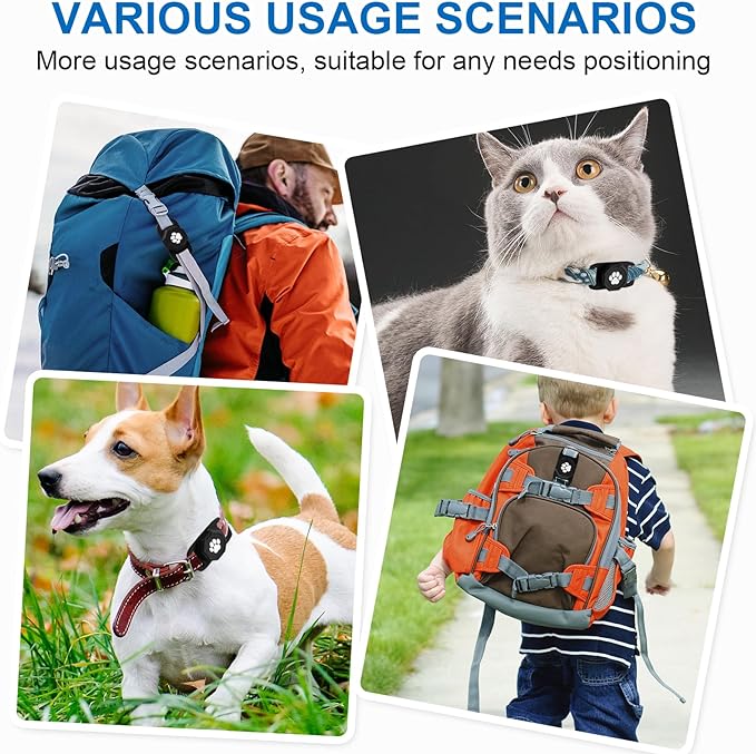 Smart Pet Tracker for Collar - Dog Tracker Pet Location Tracker with Holder, No Monthly Fee, Compatible with Apple Airtag Find My (iOS Only), Anti-Lost Tracking Device for Pets, Luggage, Bag Straps