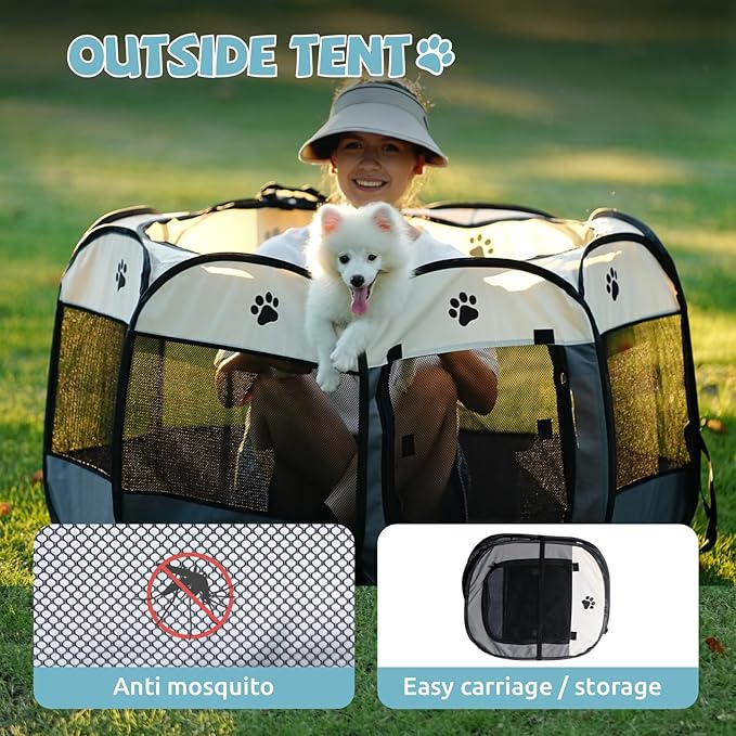 Portable Pet Playpen, Dog Playpen Foldable Pet Exercise Pen Tents Cat House Playground for Puppy Kitten Indoor Outdoor Travel Camping Use
