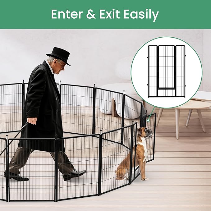 InfiniPower Dog Playpen for Yard, RV, Camping, 40 Inch 8 Panels Play Pen Indoor, Heavy Duty Indoor Outdoor Exercise Dog Pen for Small/Medium/Large Dogs, Black