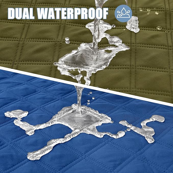 Smiry Waterproof Dog Blanket, Reversible Dog Bed Cover Pet Blanket, Soft Couch Cover for Dogs Washable, Bed Couch Sofa Furniture Protector for Puppy Cat Kids (30"x70", Green/Navy)