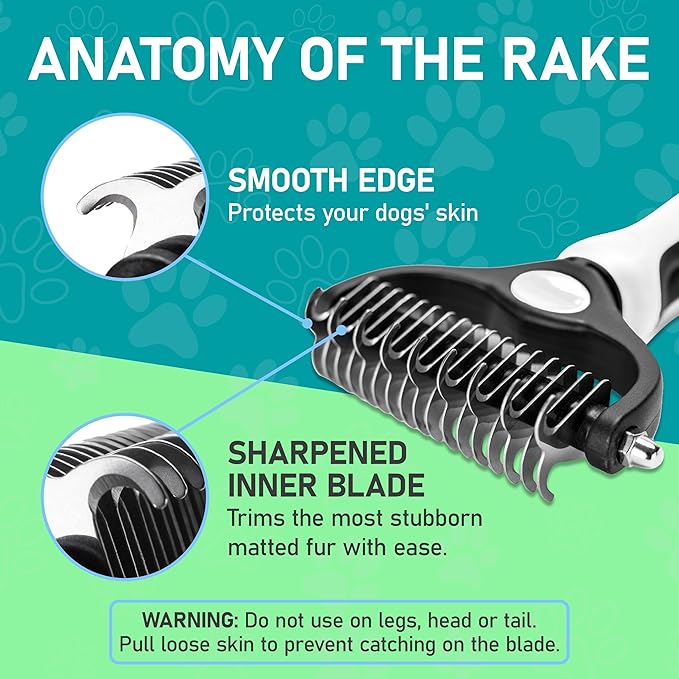 Maxpower Planet Pet Grooming Brush - Double-Sided Undercoat Rake for Dogs and Cats, Extra Wide, Reduces Shedding by 95%, White