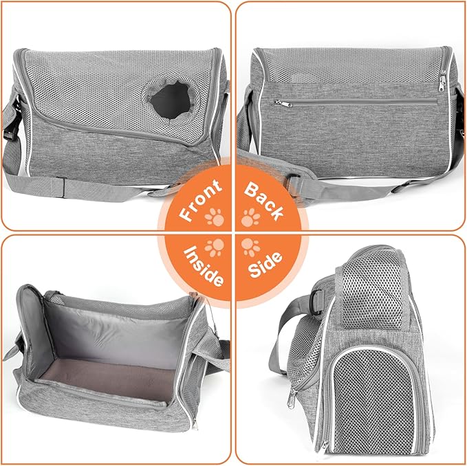 Small Dog Sling Carrier, Multiple Pockets Puppy Carrying Purse Bag, Pet Pouch with Sturdy Pad, Cat Bag for Outdoor Travel, Carrier for Dog Cat Up to 13 lbs