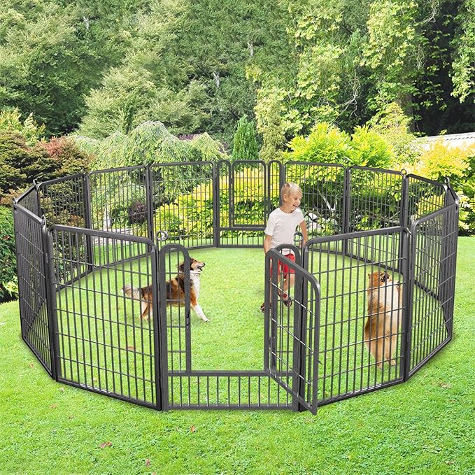 Dog Playpen Outdoor, 40 inch Heavy Duty Dog Fence for Yard 14 Panels Dog Pens Outside Rustproof Metal Pet Puppy Playpen for Large Medium Dogs, Portable Pet Fence for RV Camping, Yard