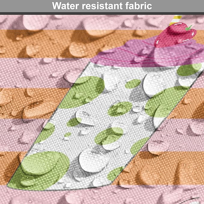 Lunarable Drinks Dog Crate Cover, Colorful Ice Cream Milkshake Creamy on a Striped Background, Easy to Use Pet Kennel Cover for Small Dogs Puppies Kittens, 18 Inch, Salmon Pale Pink