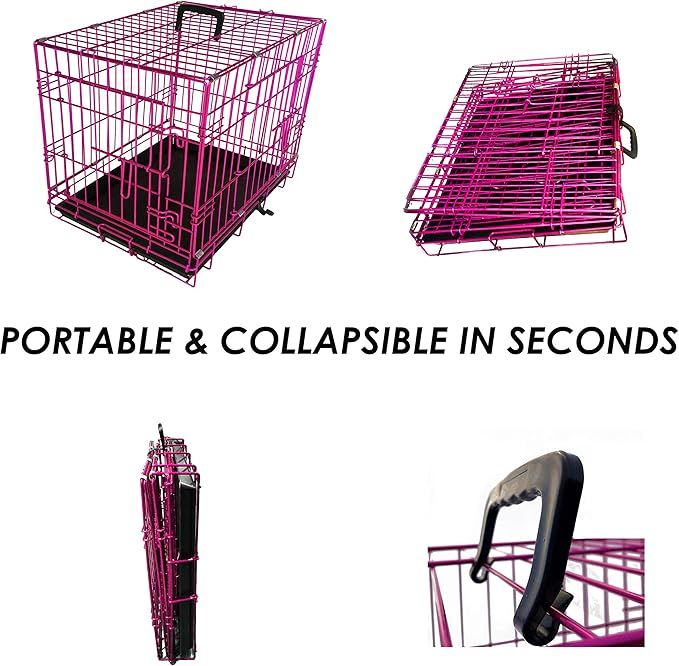 PET Expressions Luxury Colorful 36 Inch Foldable Dog Crate with 2 Doors | Free Training Ebook and Pet Calming Music | 3 Colors & 3