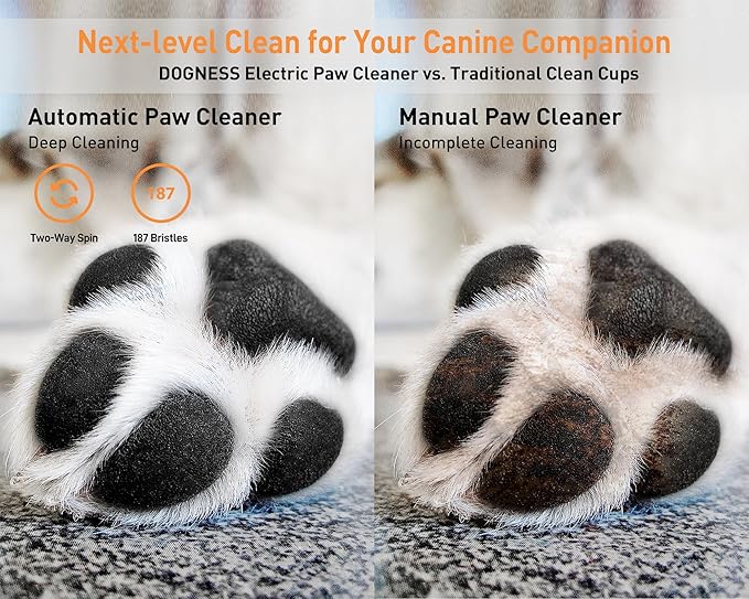 DOGNESS Automatic Dog Paw Cleaner, Rechargeable Paw Washer for Dogs Portable Electric Paw Cleaner Cup for Medium to Large Dogs (Pink)
