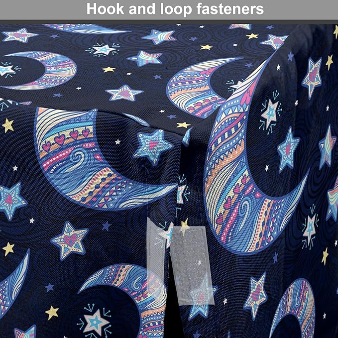 Lunarable Bohemian Stars Dog Crate Cover, Crescent Moon and Night Sky Elements Motif Curvy Background, Easy to Use Pet Kennel Cover for Cats & Medium Dogs, 30 Inch, Pink Blue