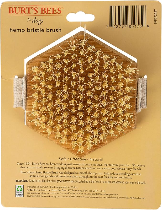 Burt's Bees for Pets Palm Brush with Hemp Bristles | Best Ergonomic Dog Brush To Groom Large Dogs | Easy to Hold Dog Brush Handle Reduces Stress On Your Wrist | Ideal for Daily Grooming