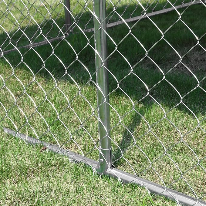 PawHut Large Dog Kennel Outside, Heavy Duty Dog Cage with Waterproof Cover, Outdoor Fence Dog Run with Galvanized Chain Link, Secure Lock, 7.5' x 7.5' x 5.6'