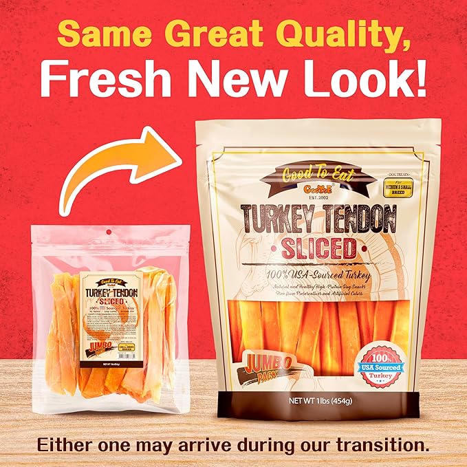Gootoe Turkey Tendon Dog Treats– 100% USA-Sourced, Natural Snack, Premium Training Chews, Hypoallergenic, Resealable Value Bag, for Medium Dogs, 7 Inch Slice Jumbo Pack, 1 lb (Pack of 1)