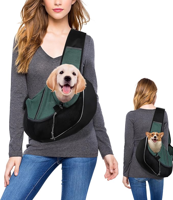 Pet Carrier Sling, Puppy Dog Sling Hands-Free, Pet Carrier Sling Bag for Small Dog, Dog Sling Bag 15 lbs for Travel Outdoor Parties Hiking Riding Travelling