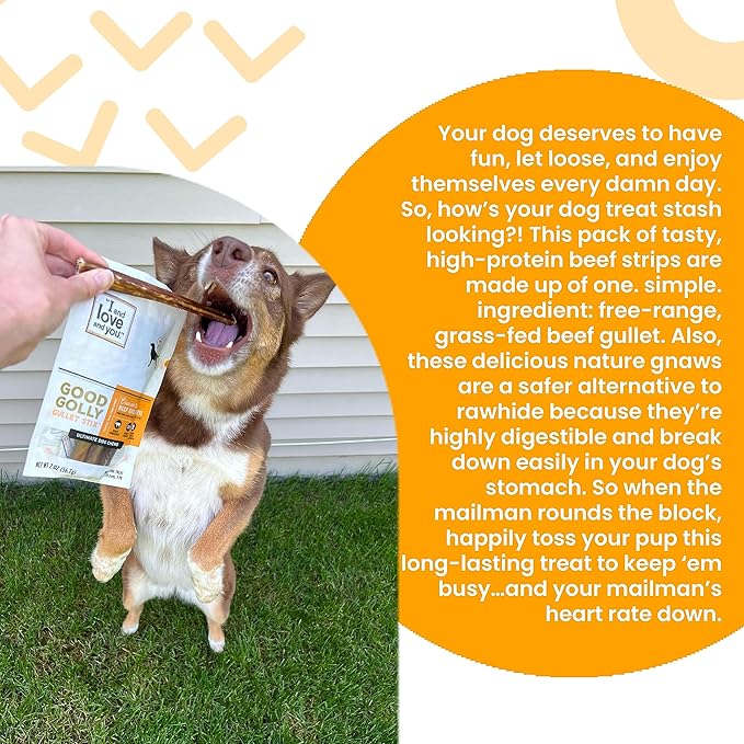 I and love and you Good Golly Gullet Stix - Beef - Rawhide Alternative, Single Ingredient, Free Range Grass Fed Beef, 6in, 48ct