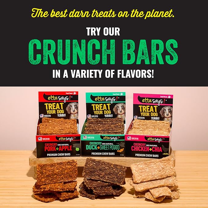 etta says! Premium Crunchy Chew Bars - All Natural - Duck and Sweet Potato - Made in The USA (12 Count Pack of 1)