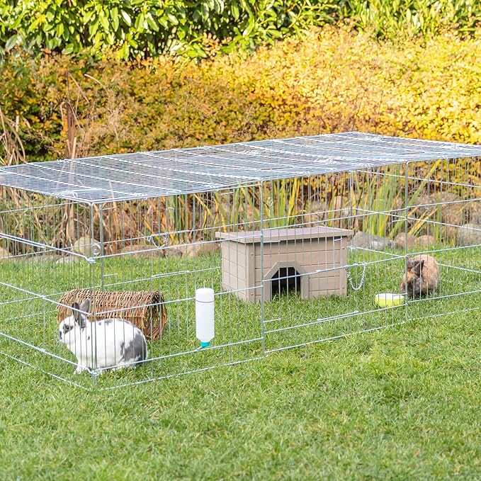 TRIXIE Rabbit Cage - 55 cu. ft., Outdoor Pen Extends Rabbit Hutch and Chicken Coops, Ideal for Small Animals, Bunny, Guinea Pigs, Chickens