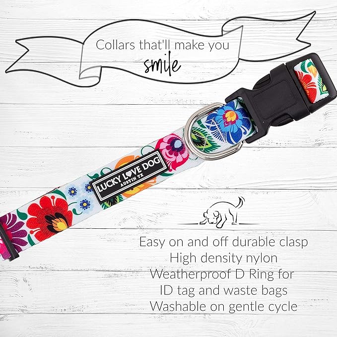 Lucky Love Dog - Adjustable Dog Collar with Easy Click Buckle for Small to Large Dogs, Durable, & Comfortable Collar for Male & Female Dogs, Pet Collar for Puppies & Adult Dogs - Ladybird, X-Small