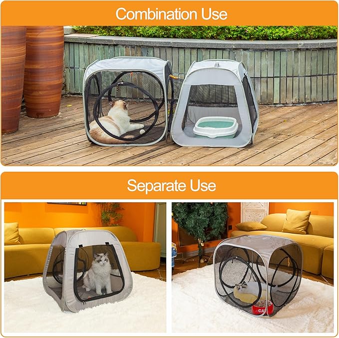 Portable Cat Playpen, Trapezoidal Design for Better Standing, Foldable Pet Tent for Indoor and Outdoor Use,Dog Playpen, Outdoor Cat Tent, Cat Houses & Condos for Kitten,Cat,Puppy and Small Animals.