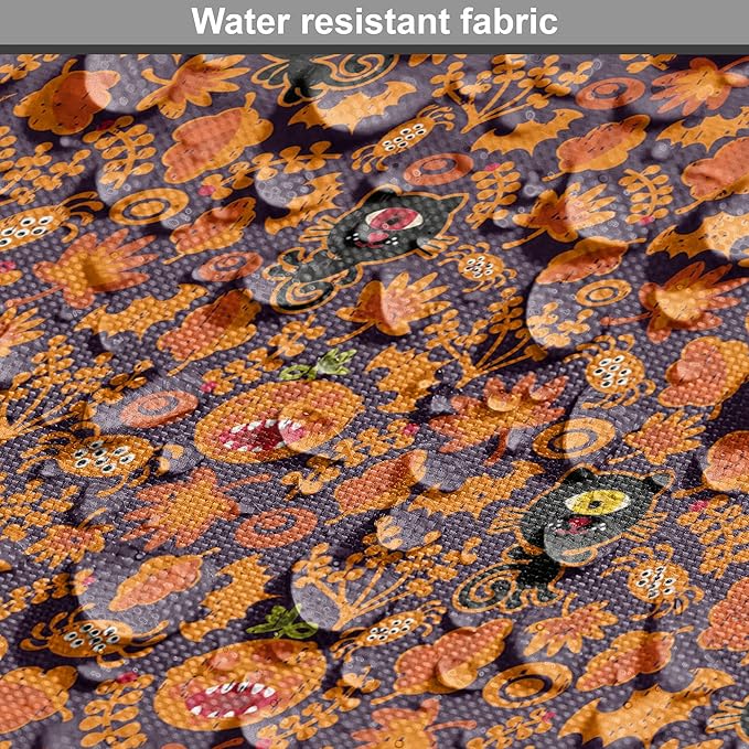 Lunarable Vintage Halloween Dog Crate Cover, Halloween Themed Elements on a Purple Background Scary Mosters, Easy to Use Pet Kennel Cover for Small Dogs Puppies Kittens, 22 Inch, Dark Purple Orange