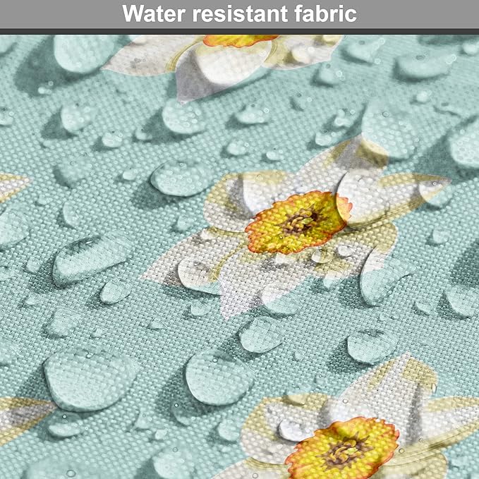 Lunarable Daffodil Dog Crate Cover, Pastel Nature Pattern with Spring Field Theme Narcissus Flower Heads, Easy to Use Pet Kennel Cover for Cats & Medium Dogs, 30 Inch, Seafoam Cream Yellow