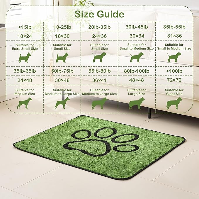 Qeils Washable Pee Pads for Dogs, 4 Pack Super Absorbent Reusable Puppy Pads with Green Long Wool for Potty Training, Floor, Couch, Bed, and Crate,24"x 36"