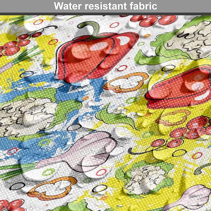 Lunarable Vegetables Dog Crate Cover, Ornate Food Garlic Pepper Cauliflower Delicious Plants Image, Easy to Use Pet Kennel Cover for Medium Large Dogs, 42 Inch, Lime Green Yellow