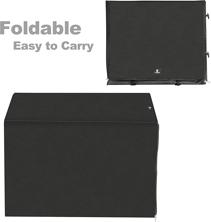 X-ZONE PET Double Door Dog Crate Cover - Polyester Pet Kennel Cover (Fits 24 30 36 42 48 inches Wire Crate) (48 Inch, Black)